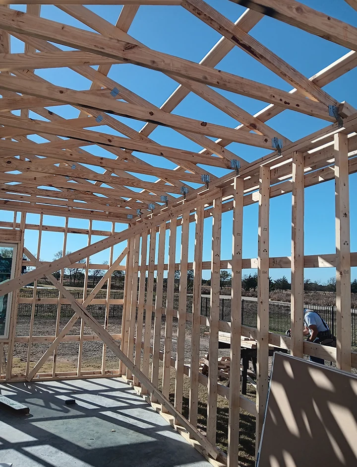 wooden structure of a barn