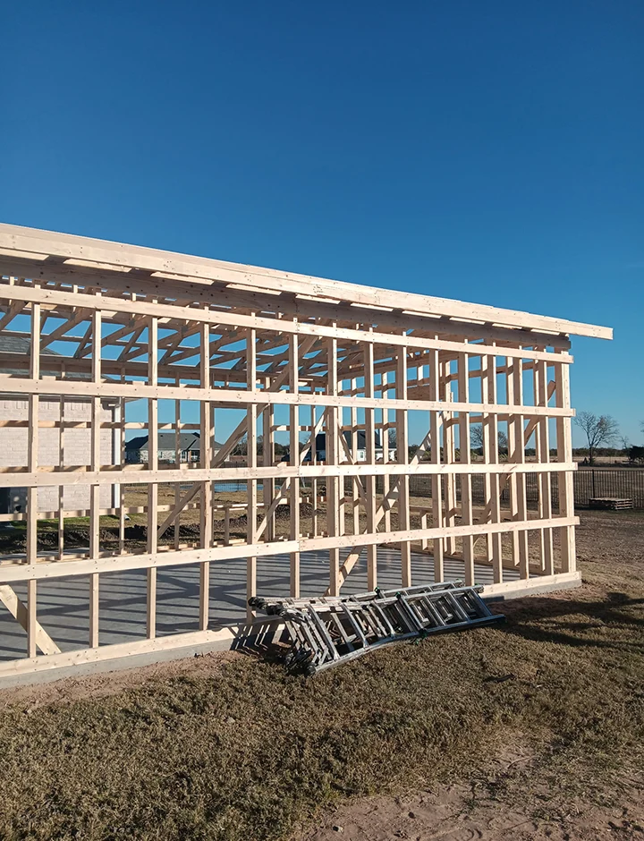 wooden structure of a barn